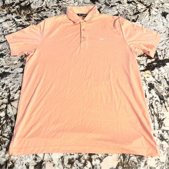 Travis Mathew Polo Shirt Mens Size XL Polyester Orange Heather Short Sleeve - Picture 1 of 7
